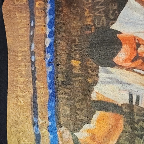 2 men on bended knee graphic tee black short sleeve UNISEX Small EUC - Picture 8 of 8